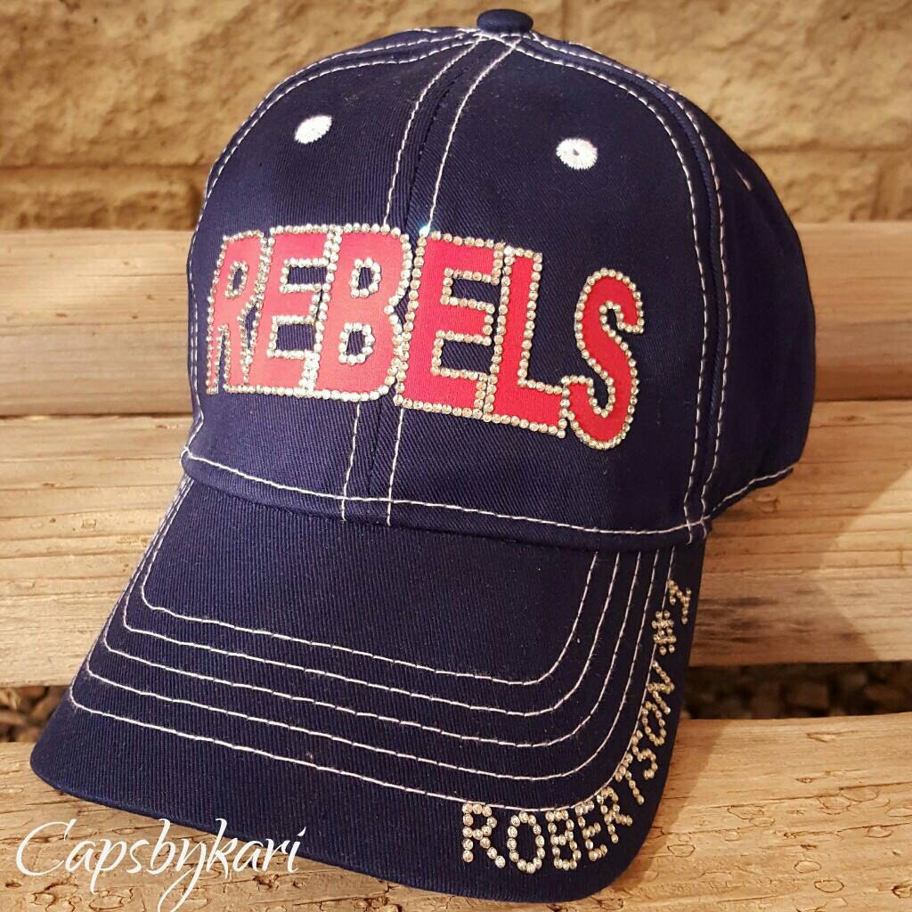 Baseball Mom Hat Custom Team Hat Navy and Red Rebels Trucker