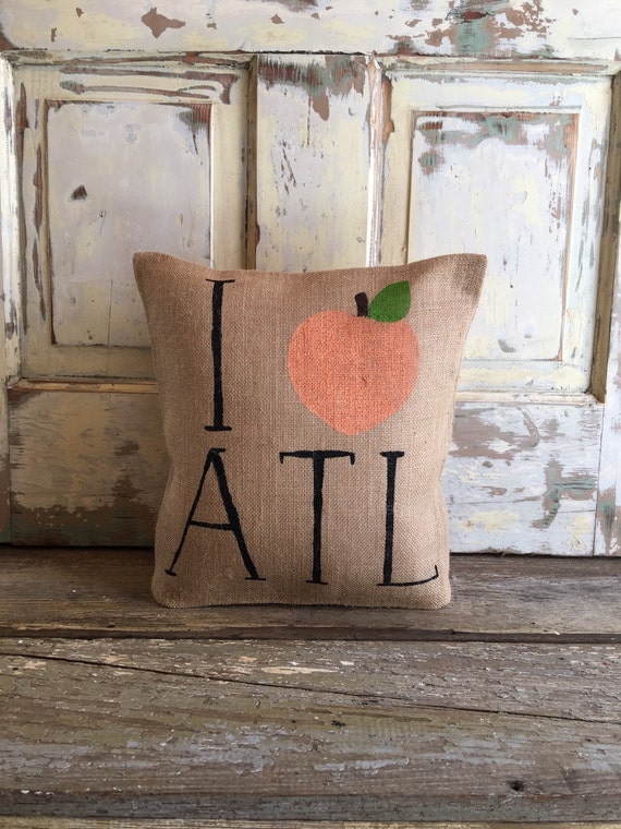 Burlap Pillow I peach ATL pillow Atlanta Pillow