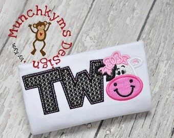 TWO Cow Girl Applique