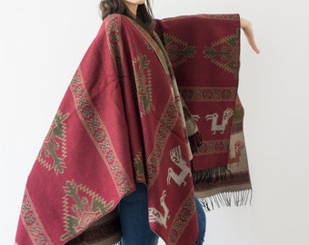 Items similar to Bohemian Poncho Tribal Coat Aztec Coat Wool Poncho