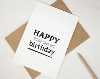 Getting older birthday card funny minimalist greeting card
