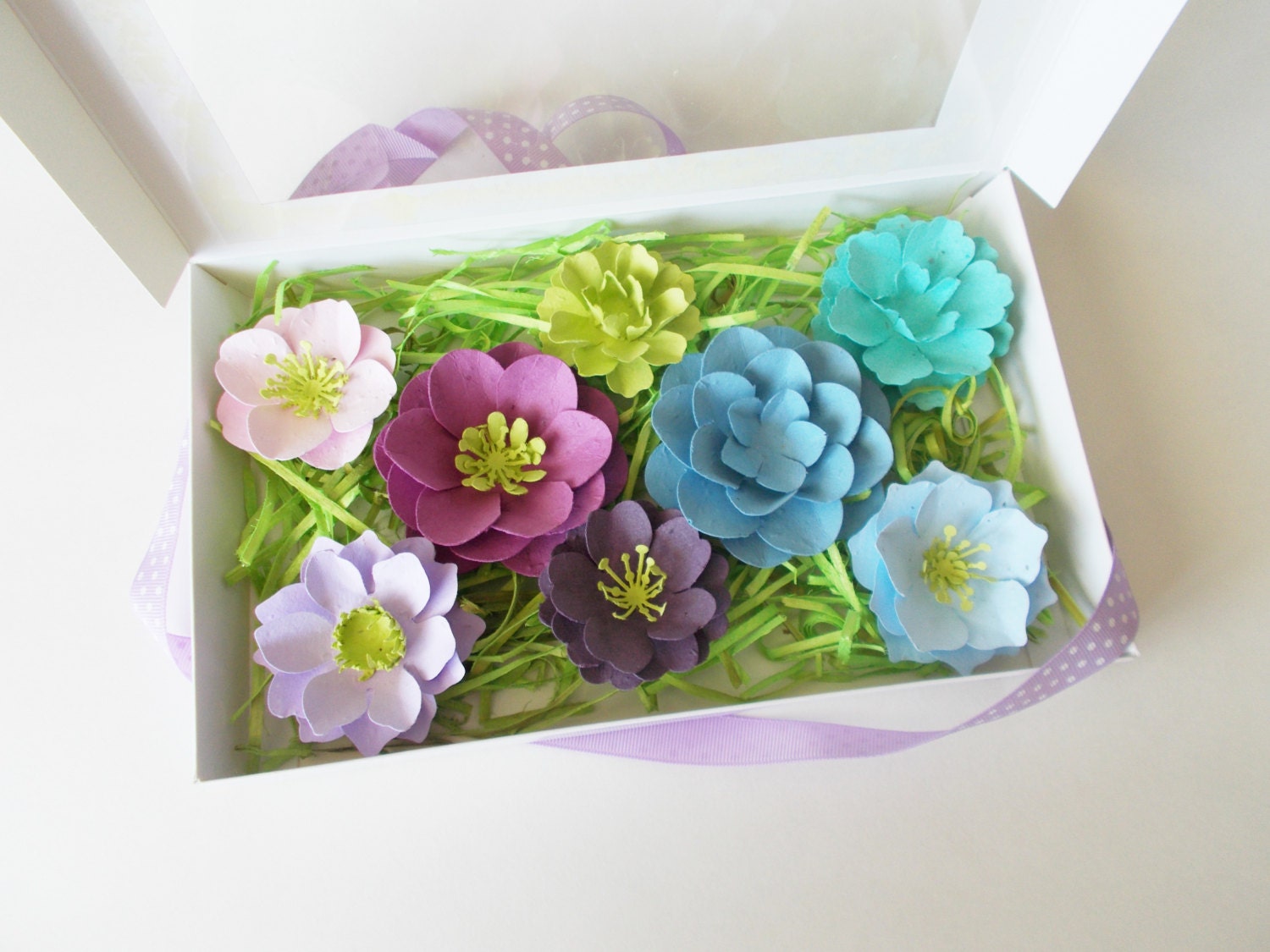 Seed Paper Flower Gift Set - Purple and Blue Flowers - Unique Gardening Set - Plant and Grow Garden Seeds