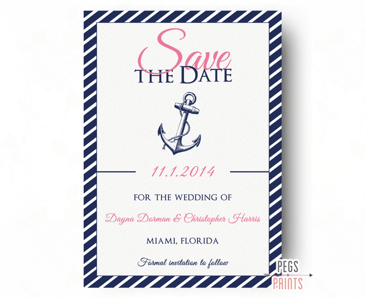 Nautical Save the Date Printable Nautical Wedding by PegsPrints