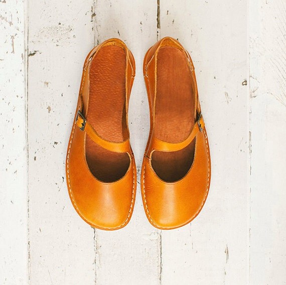 Women Shoes In Mustard Color. Mustard leather