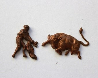 Estampe vintage en cuivre scene corrida