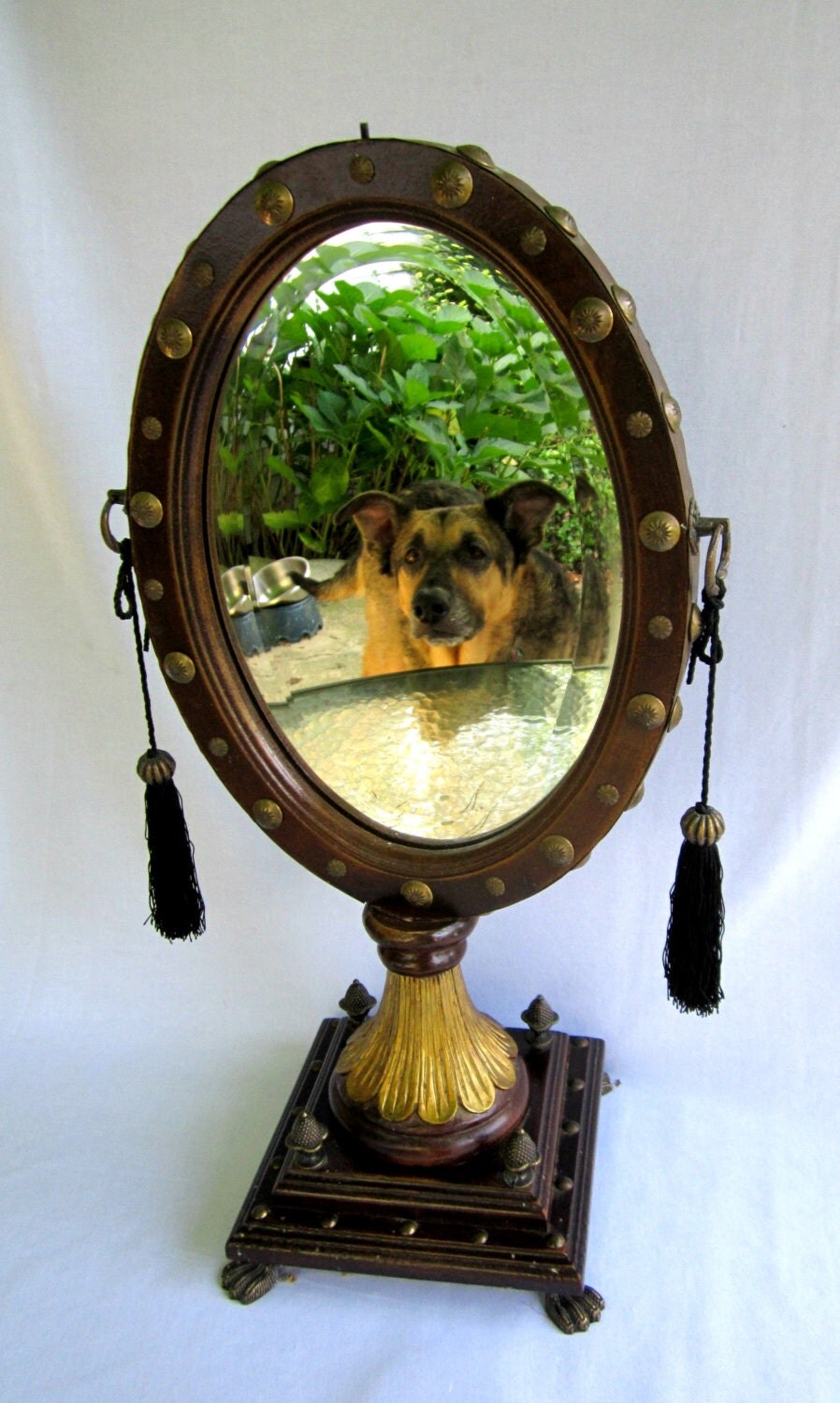 Free Standing Mirror Vanity Oval Mid Century Looking Glass