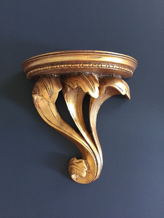 Florentine Gold Scroll Wall Shelf Sconce Vintage Hollywood