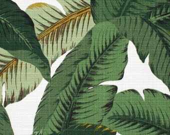 SHIPS FAST Tommy Bahama Swaying Palms LINEN Indoor Home Decor Fabric, Banana Leaf Fabric Dark Green Leaves Upholstery Drapery Fabric Yardage