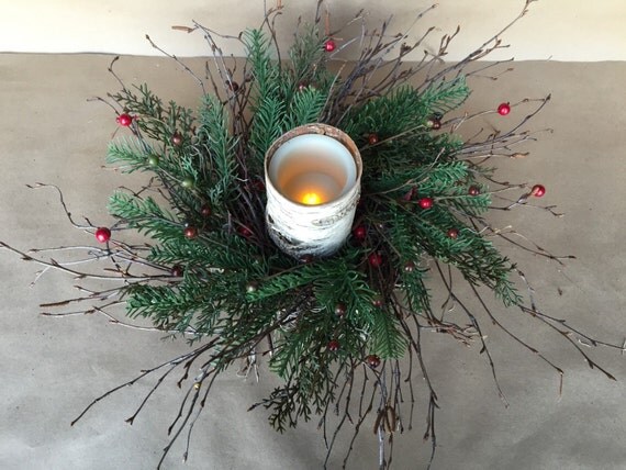 winter christmas holiday candle ring or small wreath by winter christmas holiday candle ring or small wreath by