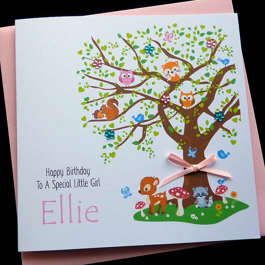 Woodland Tree Personalised Childrens Birthday Card