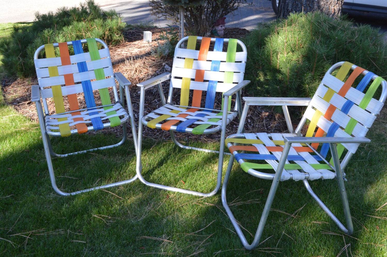 3 Webbed Lawn Chairs, Camping Chairs, campfire chairs, glamping – Haute ...