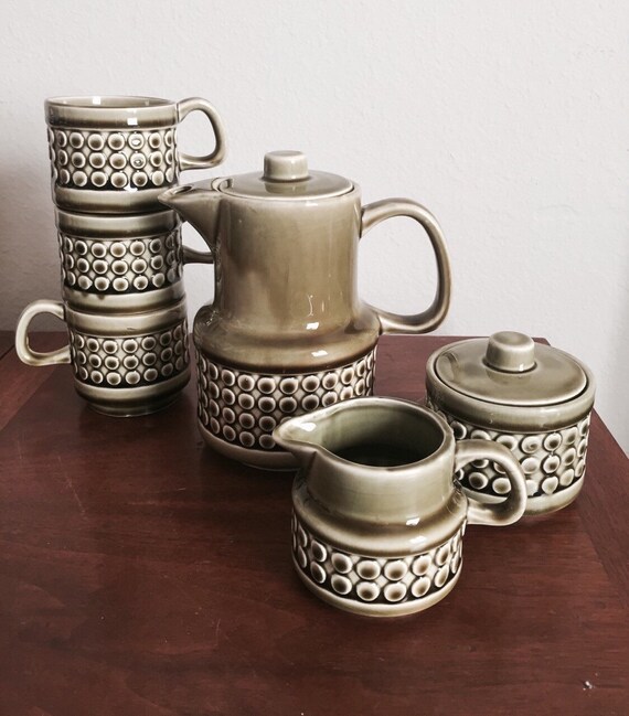 Vintage 1970's Enesco tea set with 3 cups sugar by TexasGrassroots