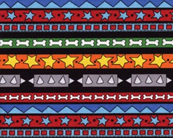 Fat Quarter In The Dog House - Fido Stripe in Multi - Cotton Quilt Fabric - by Kanvas - Benartex Fabrics (W184)