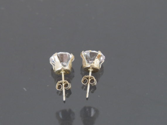 Vintage Sterling Silver White Topaz Stud Earrings 8MM