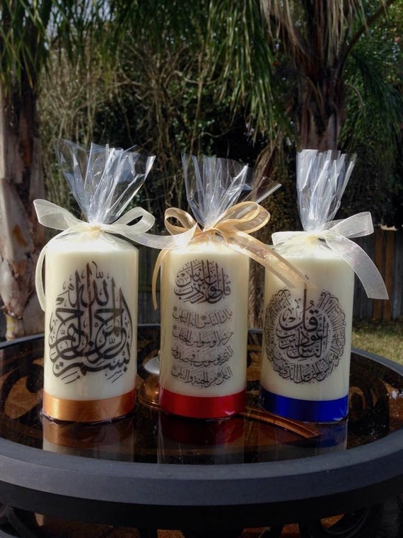 Islamic Candles Arabic Calligraphy Customizable Read