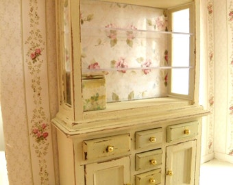 miniature shabbychic dollhouse dresser-cupboard-kitchen furniture