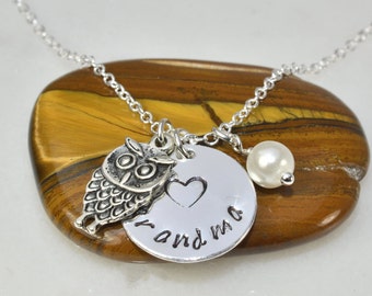 Grandma Necklace,Personalized Necklace,Nana Necklace,Mimi Necklace,Gigi,Owl Necklace,Family Necklace,Mom Gift,Grandma Gift,Mom gift,Xmas