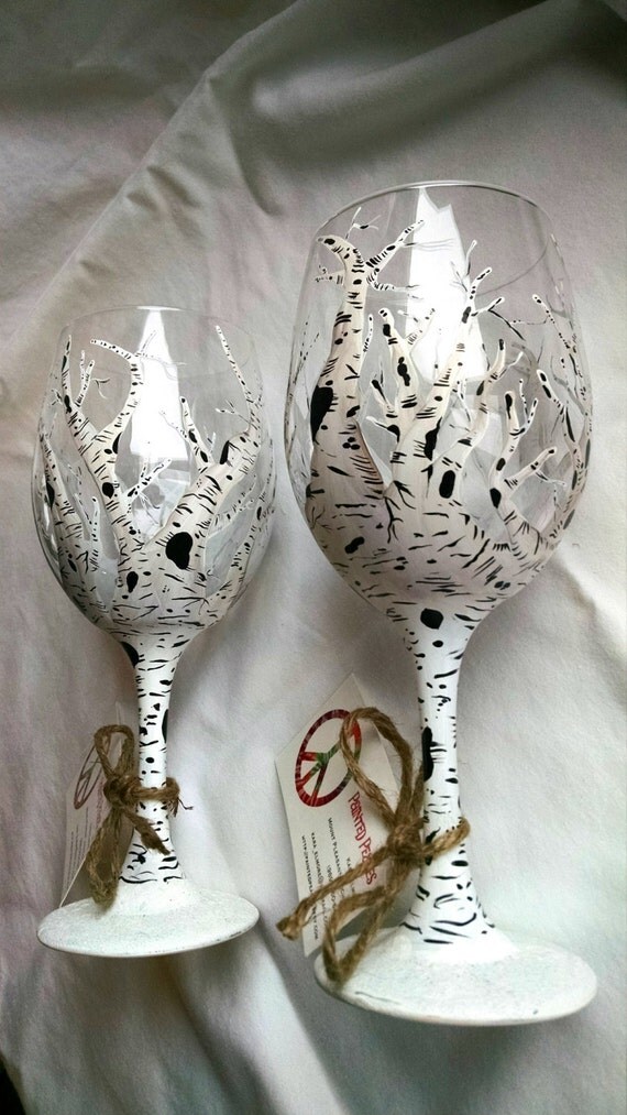 Items similar to Birch Tree Wine Glass on Etsy