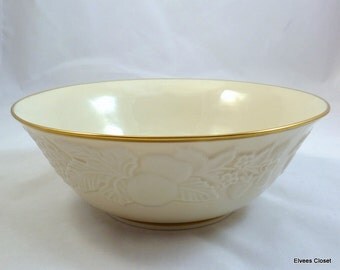 Lenox "FRUITS OF LIFE" 9" Round Serving Bowl Gold Trim Lenox Fruits of Life Round Vegetable Bowl with Gold Trim Lenox Fruits of Life 9" Bowl