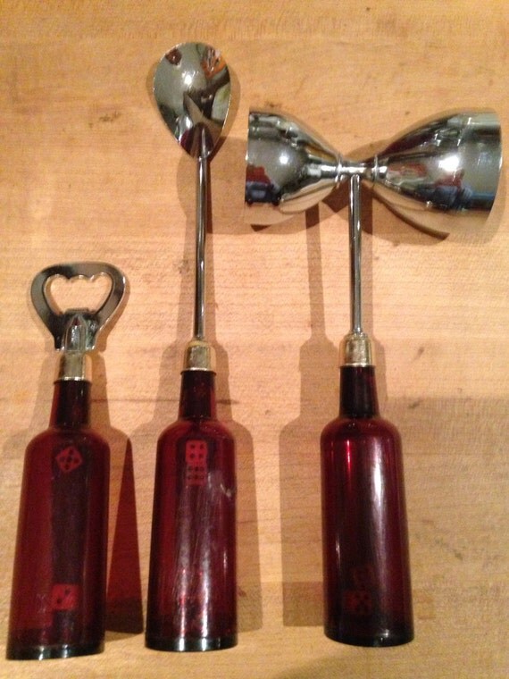 vintage set of casino bar accessories