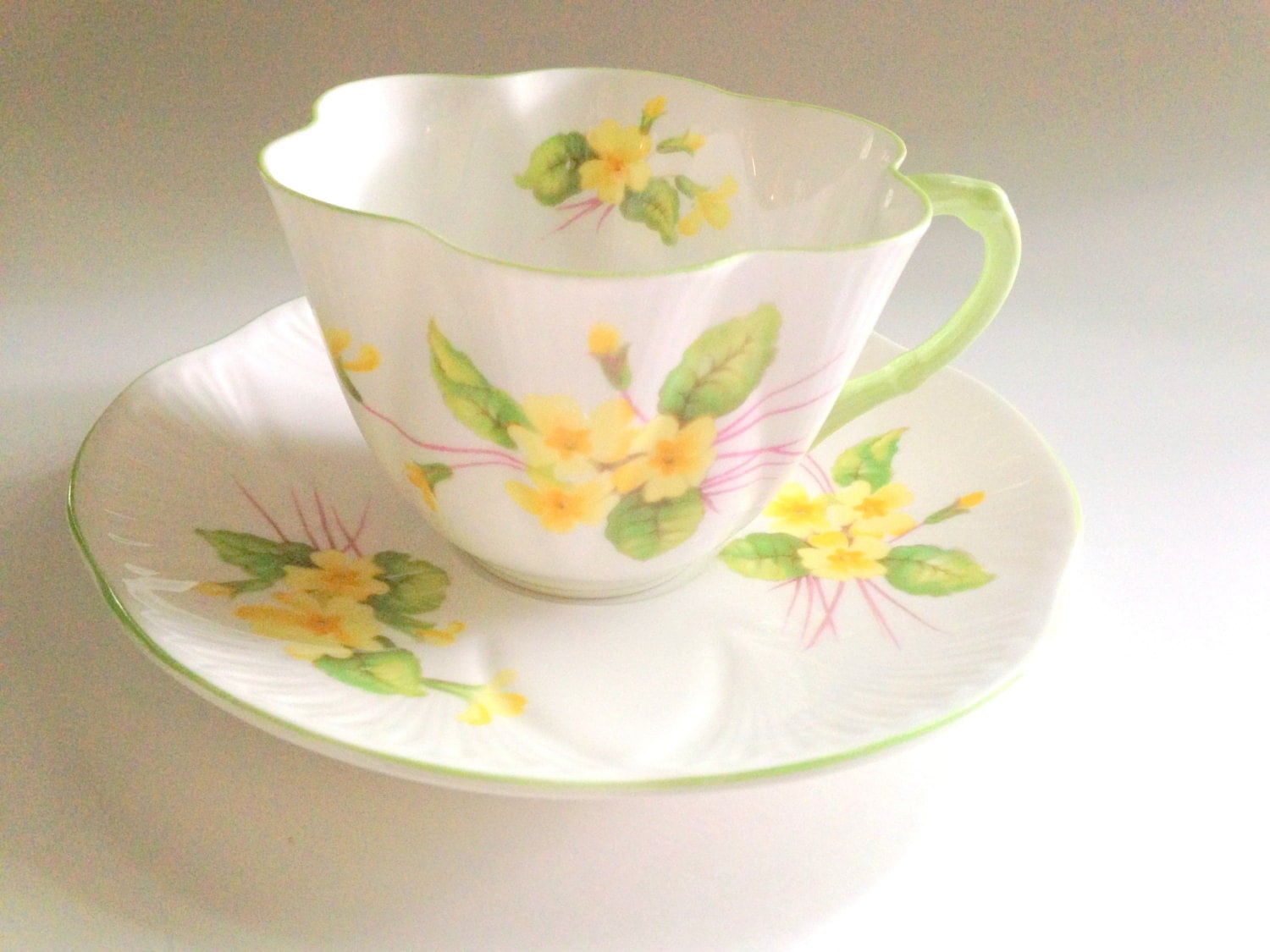 Primrose Shelley Tea Cup and Saucer Antique Teacups Dainty