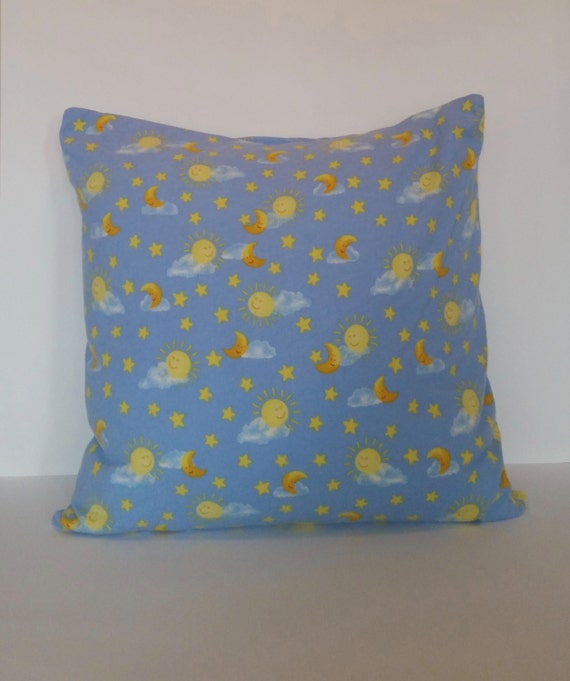 Flannel Pillow Cover Sun Moon and Stars by MichelleMarieTurner