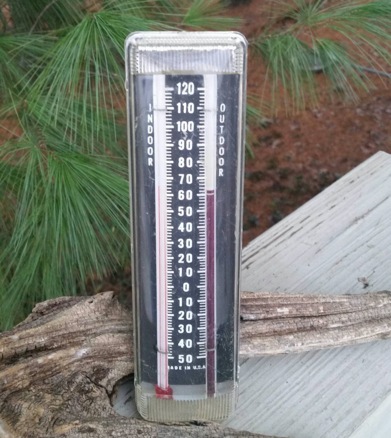 Indoor Outdoor Vintage Thermometer Made in USA