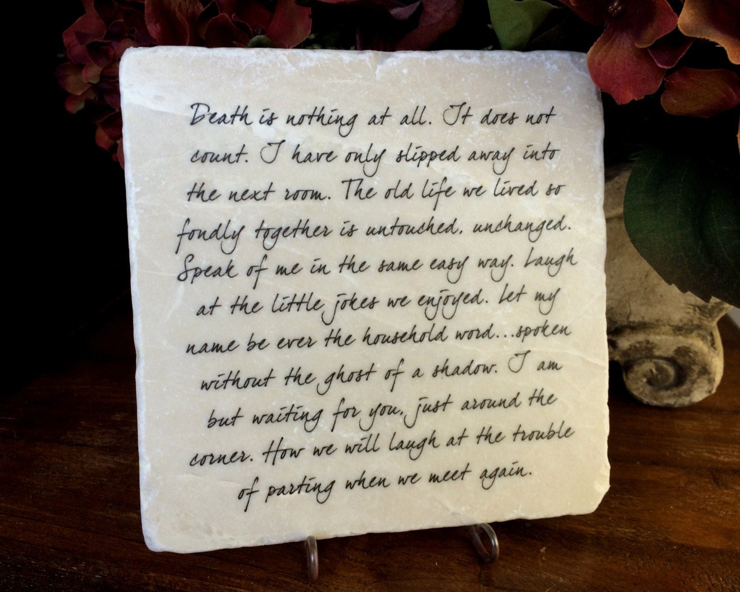 Quote on marble Gift of remembrance