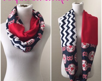 Red sox scarf- Boston, red chevron, navy