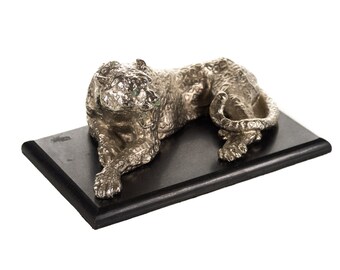 Silver Plated sculpture of a seated Leopard