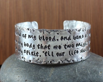 Jamie and Claire's Wedding Vows bracelet - Outlander inspired - Blood of my Blood, Bone of my Bone