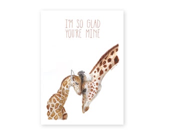 Giraffe Card for Mom - Mother's Day Card - Mom and Baby Animals - for Mom - Mom to Be - New Mom - Mother - Mother's Day - Animal Card - Gift