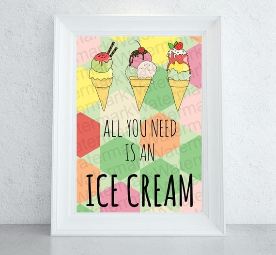 Items similar to poster with ice cream print, Inspirational ...