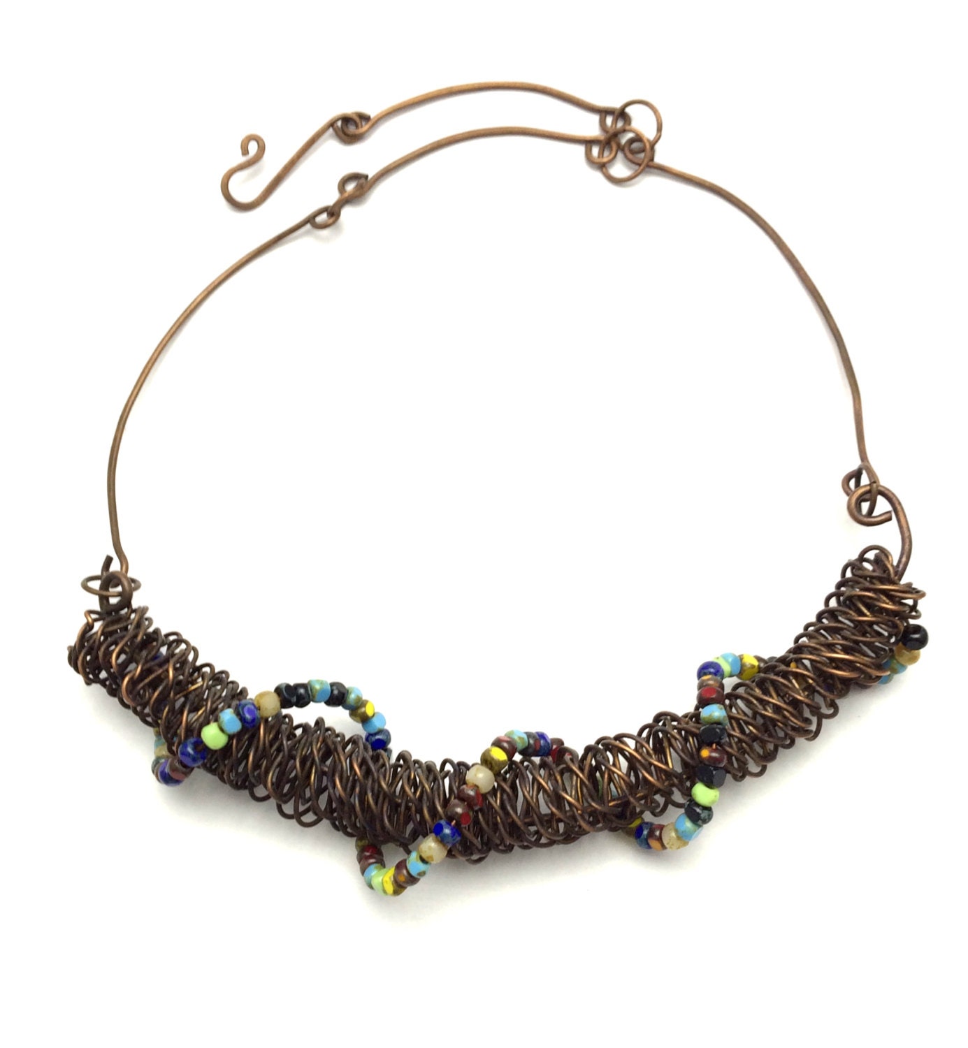 ON SALE Copper Wire Wrap Necklace Copper Wire by BeadBrainDesigns