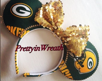 Green Bay Packers inspired Mickey Mouse ears headband
