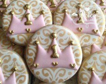 Princess Crown First Birthday Cookies