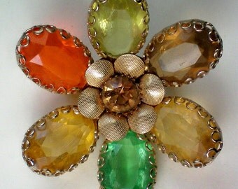 Fabulous Multi-colored Autumn Flower Brooch - 4116
