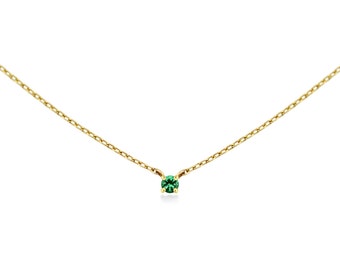 Emerald Necklace, Emerald Neckalce Gold, Natural Emerald Necklace, Genuine Emerald Necklace, 14k Solid Gold Necklace, Birthstone Necklace