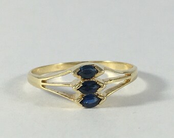 Vintage London Blue Topaz Ring. 14k Yellow Gold Setting. Unique Engagement Ring. Estate Jewelry. November Birthstone. 4th Anniversary Gift.