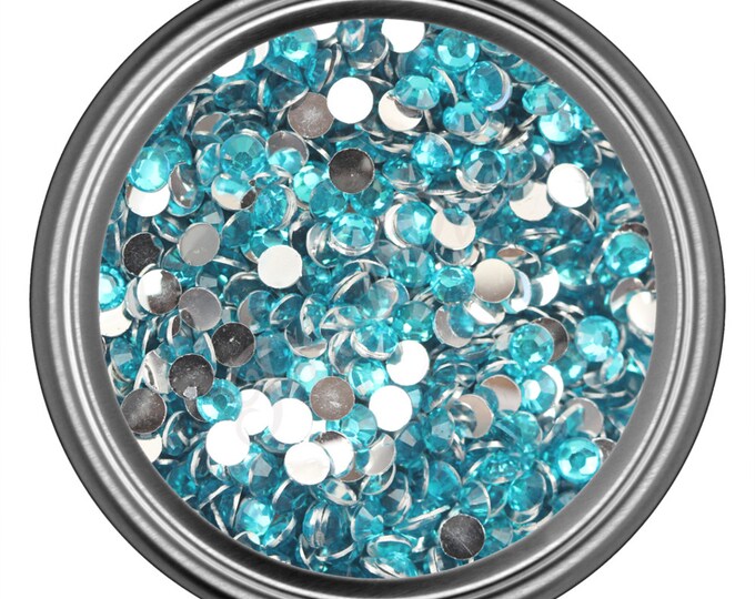 Teal Round Rhinestone Gems Flat Back Face Art Nail Art Scrapbook Phone Decoration 2mm 3mm 4mm 5mm 6mm