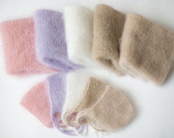 Newborn wrap / Newborn photo prop wrap / newborn mohair wrap / stretchable wrap / newborn posing outfit / basket stuffer / wrap set