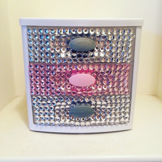 Three Drawer Organizer with Rhinestones by RhinestoneEvrything1