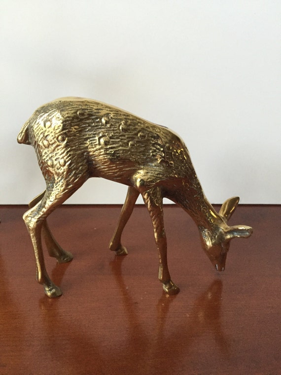 Vintage Brass Reindeer Brass Deer Figurines Brass Holiday