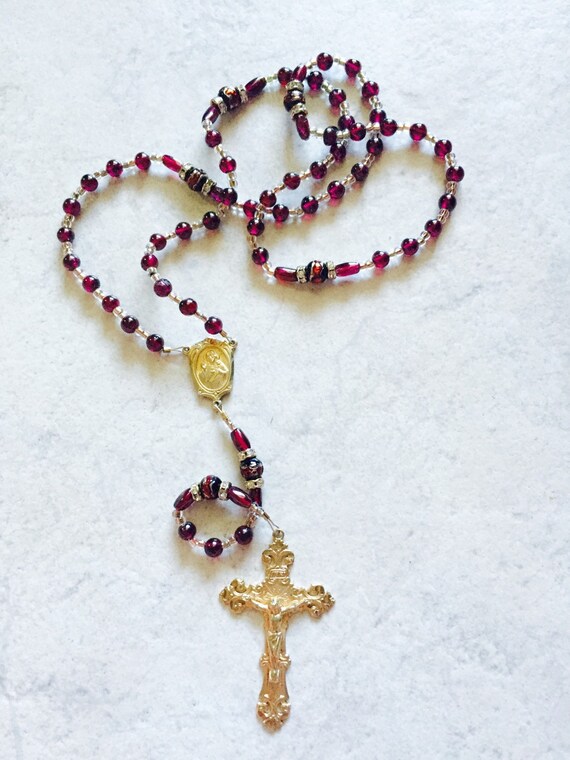 Deep Red & Gold Rosary