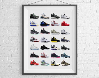 Nike Air Jordans 4s - Nike Poster - Michael Jordan Poster - Jordan Wall Art - Shoe Art - Nike Jordan Poster - Nike Sneakers -