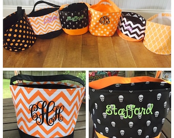 Monogrammed Halloween Bucket- Various Patterns