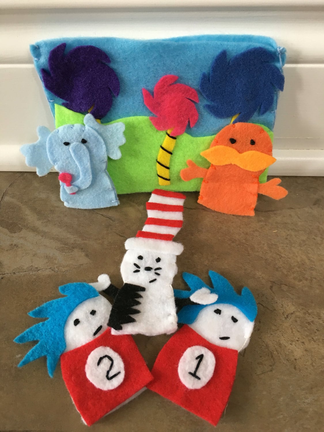 Felt Finger Puppet Dr Seuss Characters by CourtneyFeltCreation