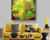 Items similar to Green Brown and Gold Painting, Large Abstract Art ...