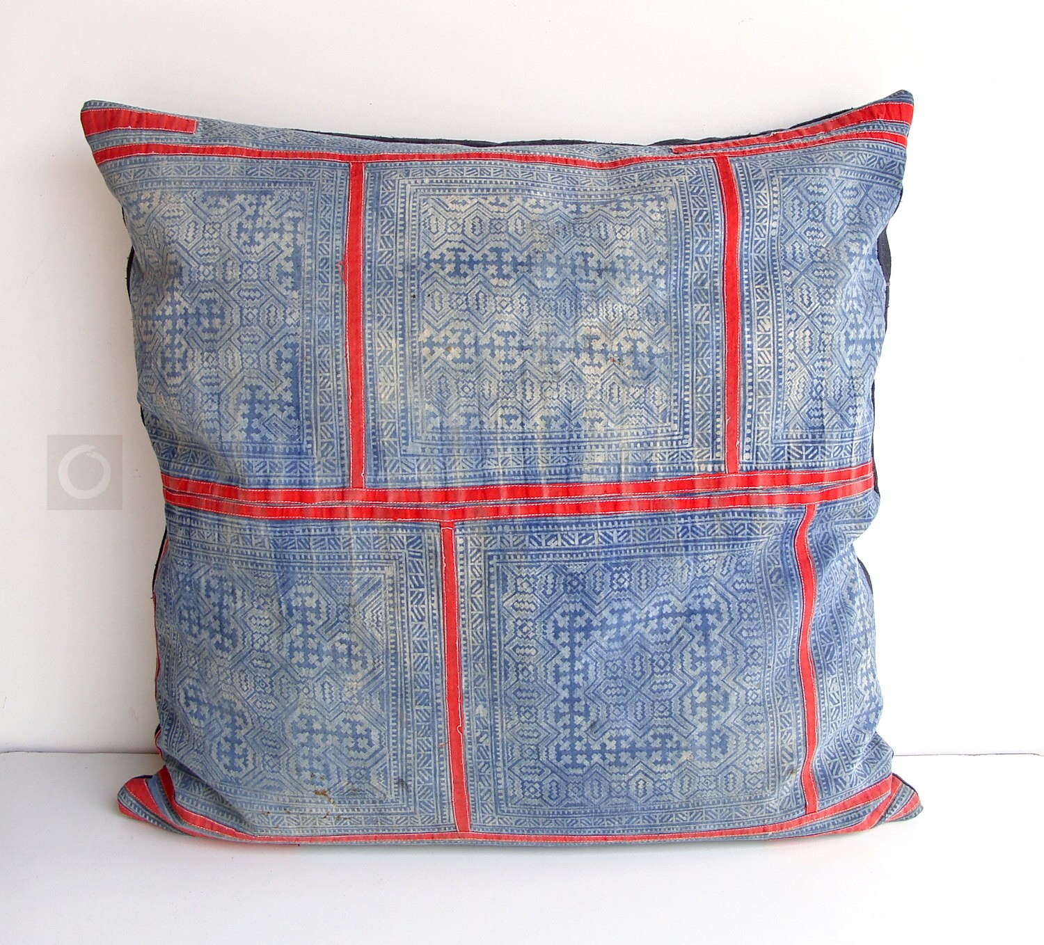Hmong Pillow  Case Unique Indigo Cotton Batik Throw Pillow 