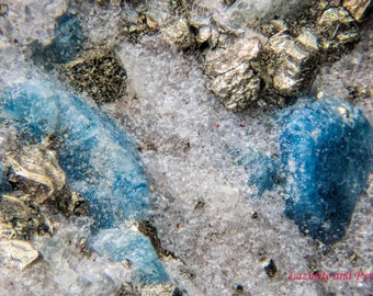 Beautiful Blue Lazurite Crystals And Light Blue Kyanite With Pyrite on Quartz/Feldspar Matrix